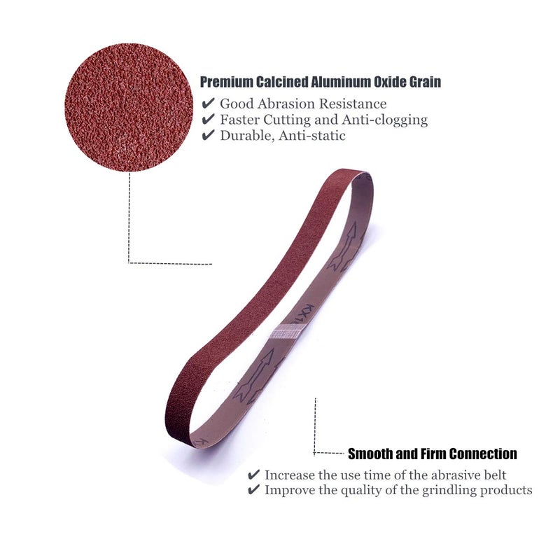 SHUTTLE GENIUS 3/8 Inch x 13 Inch Sanding Belt, 80 Grit Aluminum Oxide Sanding Belts, Premium Sandpaper for Air Belt Sander, 24 Pack(3/8x13in,80 grit) - Image 2